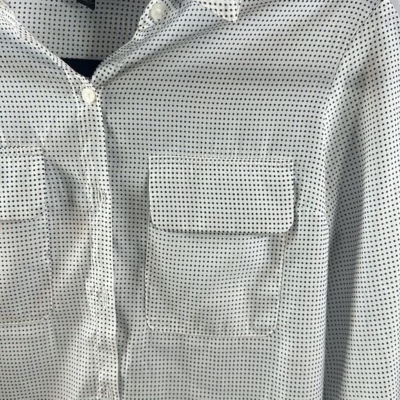 Title: 🤍 Express White Polka Dot Button-Down Shirt XS - Picture 2 of 6